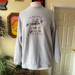 Gray Embroidered Grandma Sweater